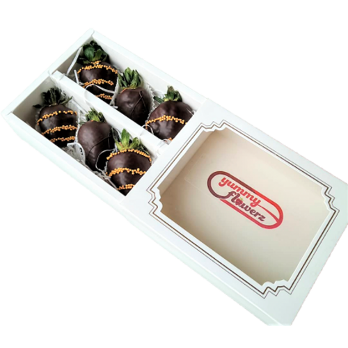 6pcs Black with Gold Lines Chocolate Strawberries Gift Box